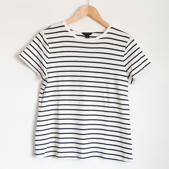 RW&Co navy and white stripes short sleeves top - Picture 2 of 5